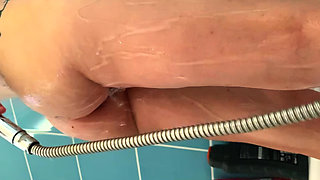 Neighbor wife showering and shaving her holes