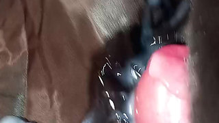 Cum twice on the lining of a fake fur ladycoat