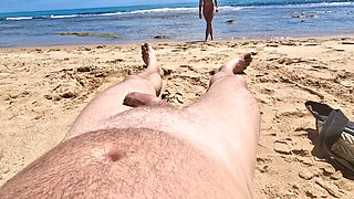 Stepsister Gives Nude Blowjob to Stepfather on a Public Beach