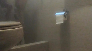 College roommate taking a bath before class