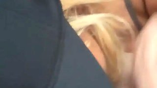Real hooker gives head in the backseat of a car & lets him cum in her mouth