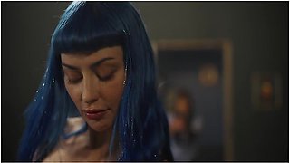 Lesbian Foot Fetish - Latina Sex Slave Girl Mesmerized By Big Tits Blue Haired Vampire Jewelz Blu