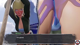 Farmer girl, big boobs, animated