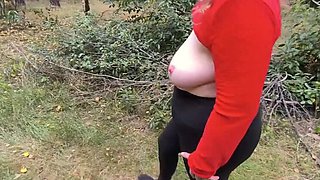 Bouncy Tits Action Spanks Ass & Tits Hard in Public Woods - Outdoor BDSM Punishment