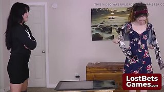 Steamy Lesbian Strip Game: Dreadlocked Stefanie & Ex-Trucker SarahBeth Lose Bet