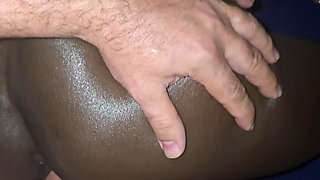 Hottest homemade threesome creampie and cum kissing with ebony babes