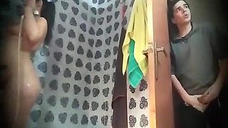 Step Sister Ravages Me After Bathroom - Meaty Butt Teenage Dark-haired Rear end Fashion In Shower