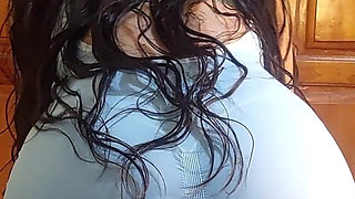 It’s a Delight to See Her Long Hair and Her Hips as She Rubs Against My Cock
