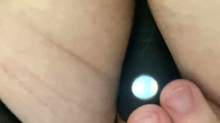 Amateur Crossdresser puts vibrating anal toy in her ass for anal masterbating and shakes ass before sitting down on a cock