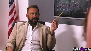 Lesbian Teens Fuck Teacher for Help