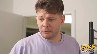 Faux hostel - micro penis fellow gets larger 8 inches with knob getting taller spray and gets into a threesome with blond and dark haired