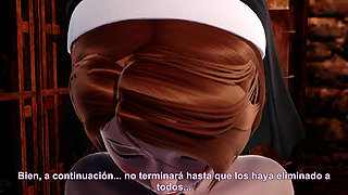 3D ANIMATION - girl with huge penis being shoaled by her two mistresses BDSM role +18 hentai 3D