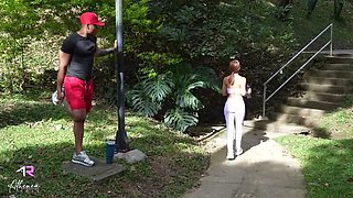 Petite Latina Athenea Rose Gets Banged by Stranger's Big Cock in Park - Huge Tits, Cum in Mouth