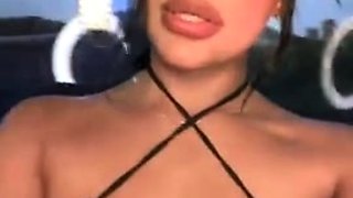 Cute curly brunette solo webcam masturbation