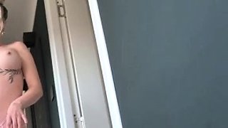 Sexy Blonde Babe With Big Boobs Strips Bra