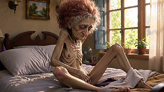 Very Old Widow Masturbates Her Wrinkled Pussy Alone and Craves a Huge Cock
