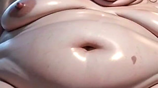 Huge Obese Belly & Hairy Pussy Pleasure - Close up Wet Bush Masturbation