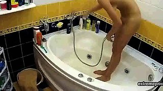 stepsister showers and shaves her twat (spy cam)