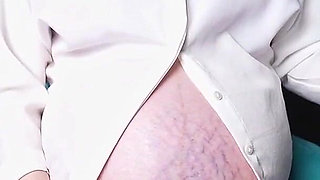 Pregnant Morning of the Working Day. 9 Month Pregnant