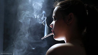 A Little Bit Naked Smoking Girl