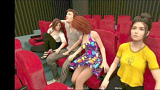 In the cinema, dans cinema, groping tits cinema