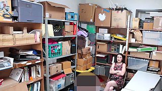 Busty black-haired teenager gets punished for stealing