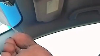 Car Session Having Andrea's Size 8 Dark Chocolate Ebony Feet for Breakfast!!!