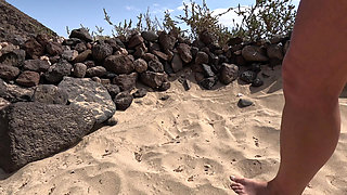 Can't Hold It and Pee Into the Sand on the Public Beach