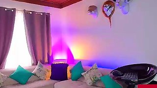 Chubby big tits shemale jerking her big cock