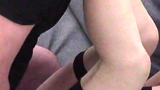 MILF in Sexy Clothes Gets Her Mouth and Pussy Fucked in Bondage Scene