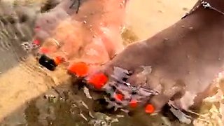 Flexible foot fetish masturbating with feet and hands