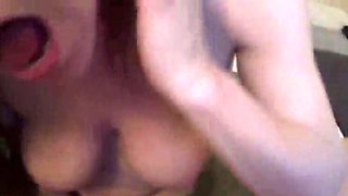 Ashley Rosi gives Zach Evans a titty-fuck with her huge natural tits before deepthroat sucking his 9 inch uncut cock and swallowing his big cumload