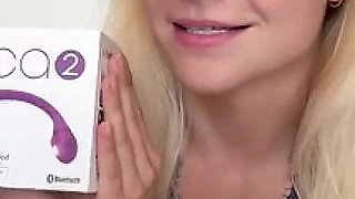 Cute Blonde Teen Tries Out a Toy!