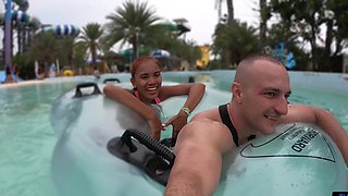 Asian beauty indulges in a steamy Thai couples' toy play by the pool