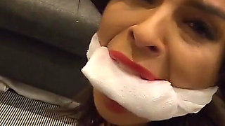 Sexy Latina Tied up and Cleave Gagged Wearing Latex and High Heels!