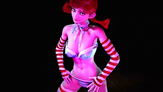 Red head girl with pigtails dancing : 3D Hentai