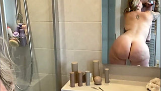 Naked Bathroom Big PAWG Juicy Bare Ass Tease