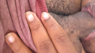 Pastor sucking her friend's husband's cock and taking cum in her mouth.