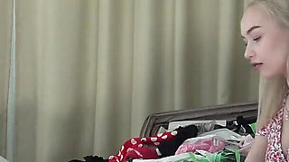 Amazingly Beautiful Hot Blonde College Girl Comes for a Fashion Shooting Turns Into Softcore Erotica with Lingerie Try on Haul