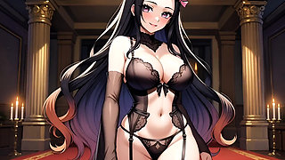 Nezuko Sensual Lingerie Shower and Wet Pussy Play After Bath Hentai