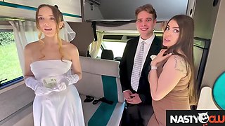 Cuckold Groom Finds His Bride Busy In The Van With Another Man