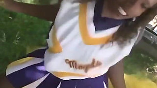 Black Cheerleader Has a Big Hard Cock for Her Wet Pussy