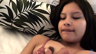 Hot Latina in foot fetish and POV blowjob action