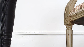 Shoe Collection: Black Leather High Heel Boots - Dame Olga
