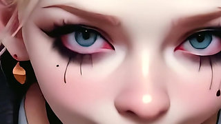 Psycho Cosplay Girl POV: Deepthroat & Messy Facial Cumshot AI Animation
