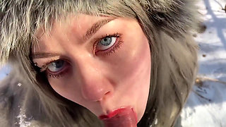 Vilu Vidish Is Sucking Dick in the Winter Forest