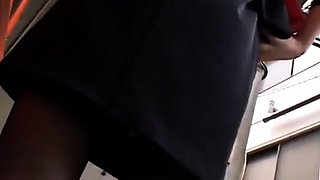 Deep throating milf slut in stockings jerks cock in hd