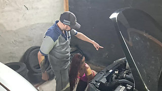 Young Girl Takes Her Car to the Mechanic and Fucks the Employee