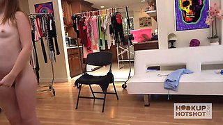 Danni\u2019s naked cunt undressed for Hookup Hotshot try-on!