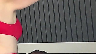Saggy Mature Brunette Mimi in Red Stockings Gets a Black Cock in Her Ass